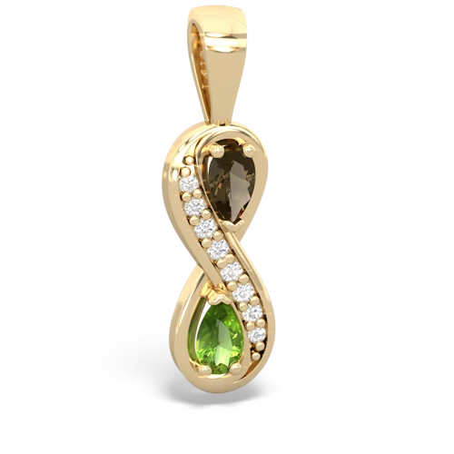 smoky quartz-peridot keepsake infinity pendant