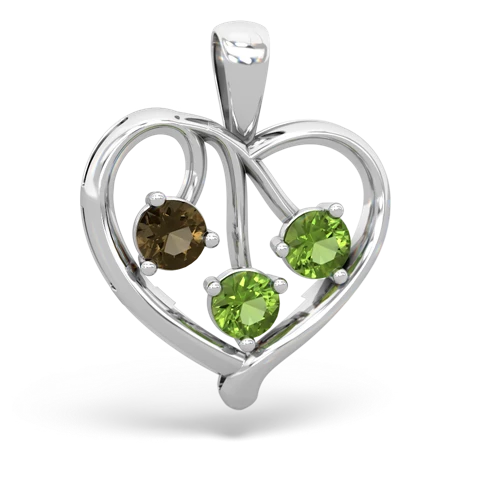 smoky quartz-peridot love heart pendant