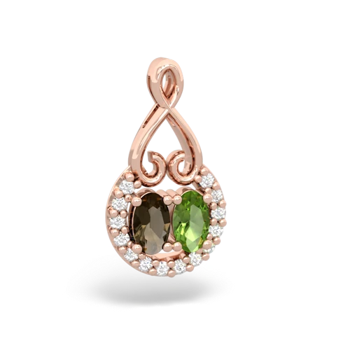 smoky quartz-peridot love nest pendant