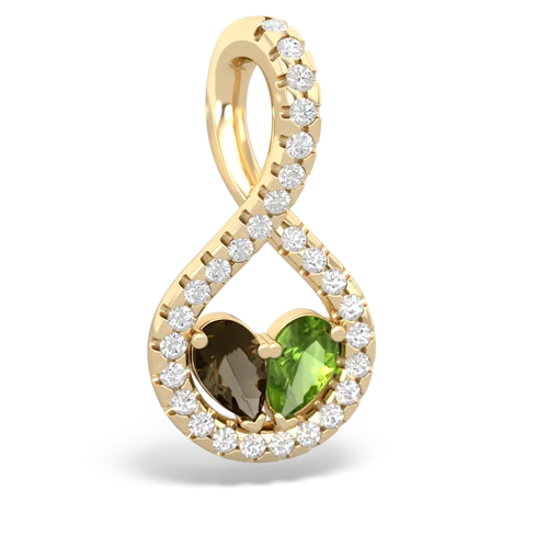 smoky quartz-peridot pave twist pendant