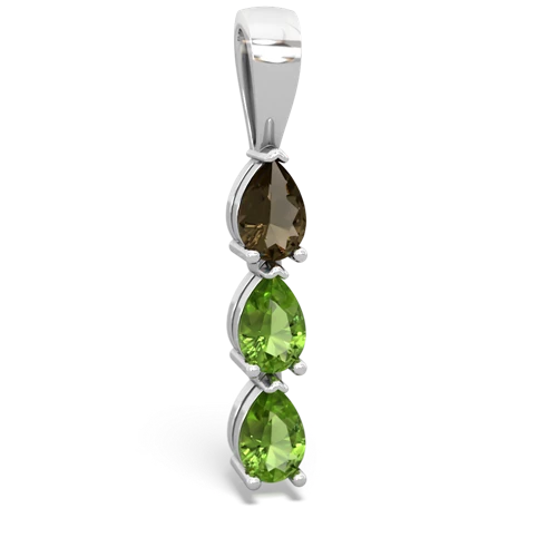 smoky quartz-peridot three stone pendant