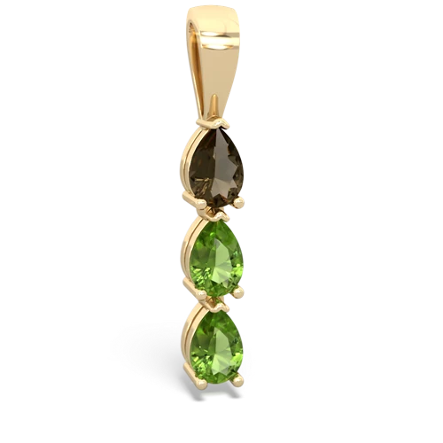 smoky quartz-peridot three stone pendant