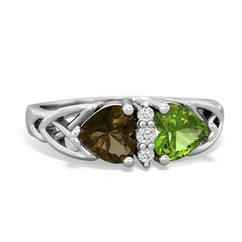 smoky quartz-peridot celtic ring