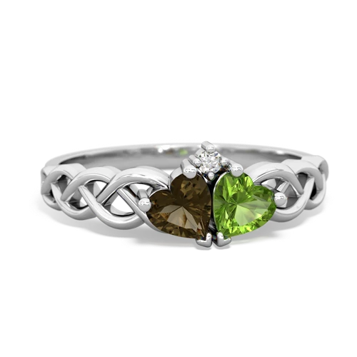 smoky quartz-peridot celtic braid ring