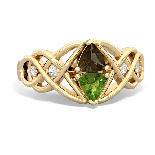 smoky quartz-peridot celtic knot ring