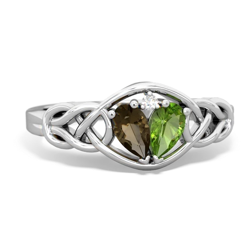 smoky quartz-peridot celtic knot ring