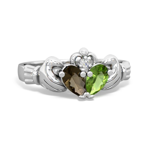 smoky quartz-peridot claddagh ring