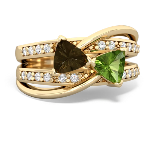 smoky quartz-peridot couture ring