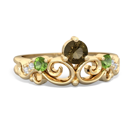 smoky quartz-peridot crown keepsake ring