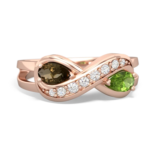 smoky quartz-peridot diamond infinity ring