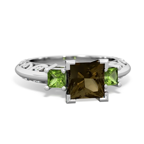 smoky quartz-peridot engagement ring