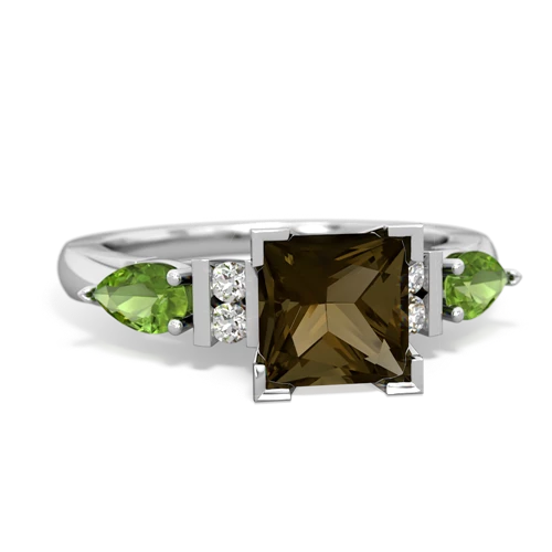 smoky quartz-peridot engagement ring