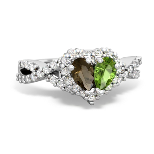 smoky quartz-peridot engagement ring