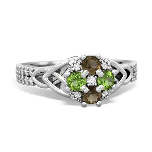 smoky quartz-peridot engagement ring