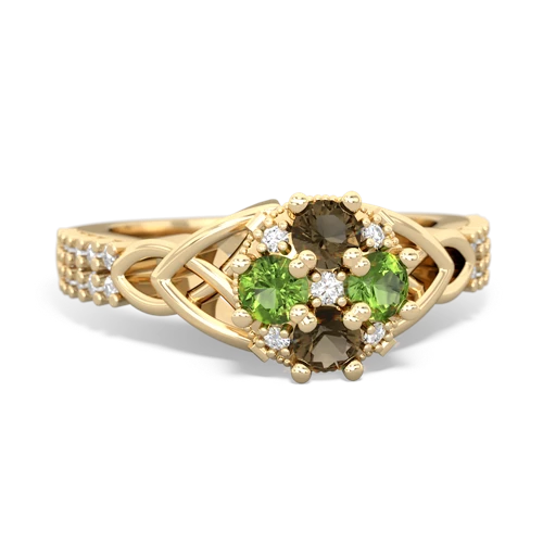 smoky quartz-peridot engagement ring