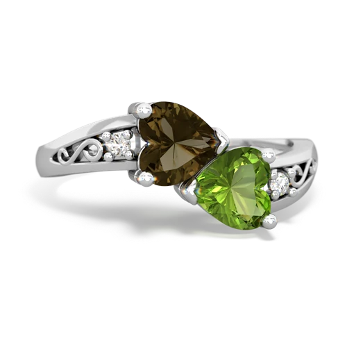 smoky quartz-peridot filligree ring