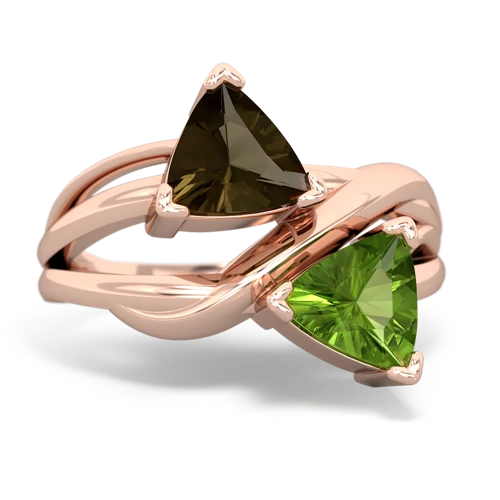 smoky quartz-peridot filligree ring