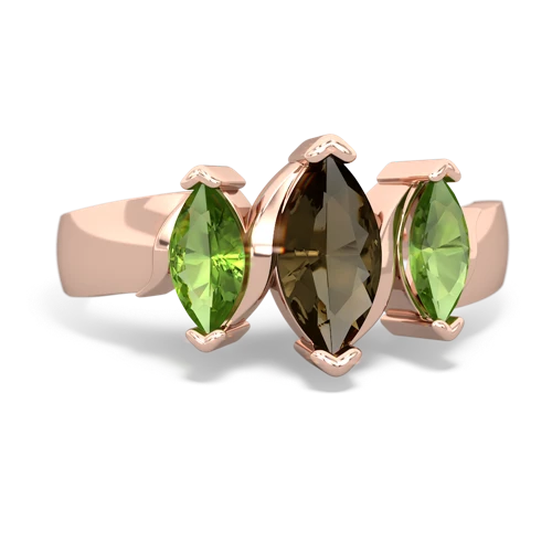 smoky quartz-peridot keepsake ring