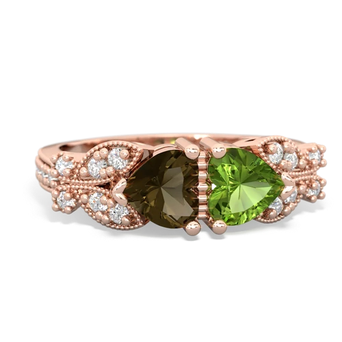 smoky quartz-peridot keepsake butterfly ring