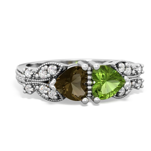 smoky quartz-peridot keepsake butterfly ring