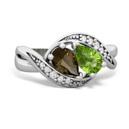 smoky quartz-peridot keepsake curls ring