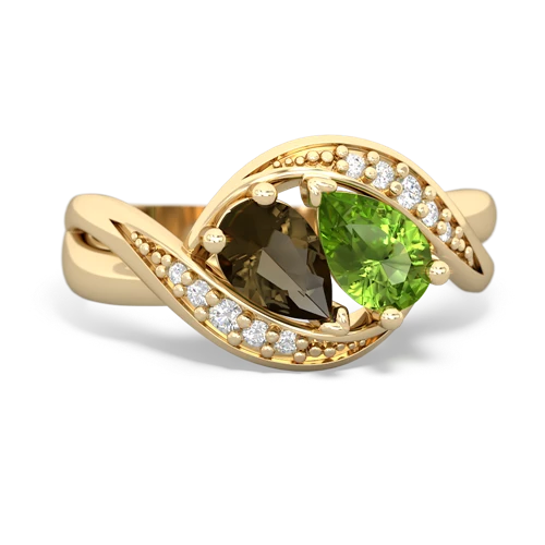 smoky quartz-peridot keepsake curls ring