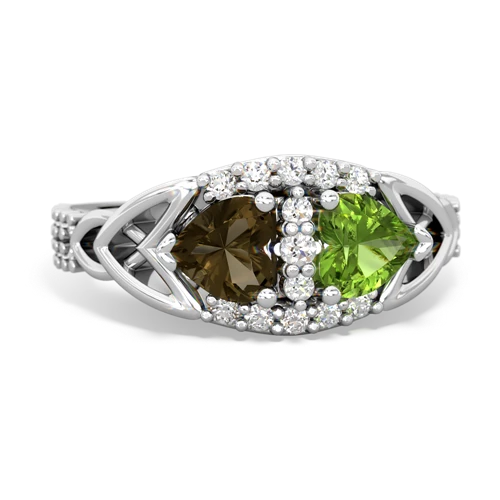 smoky quartz-peridot keepsake engagement ring