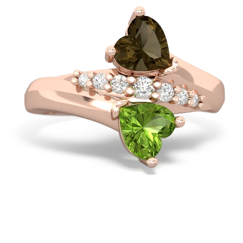 smoky quartz-peridot modern ring