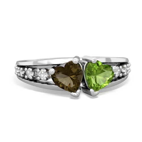 smoky quartz-peridot modern ring