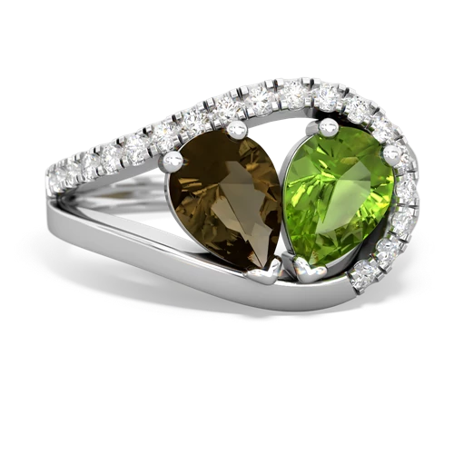 Smoky Quartz Genuine Smoky Quartz with Genuine Peridot Nestled Heart Keepsake ring Ring