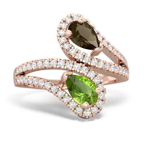 Smoky Quartz Genuine Smoky Quartz with Genuine Peridot Diamond Dazzler ring Ring