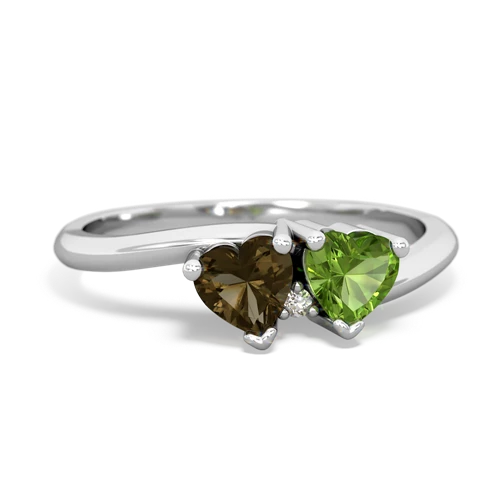 smoky quartz-peridot sweethearts promise ring