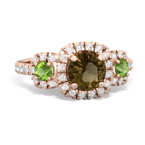 smoky quartz-peridot three stone regal ring