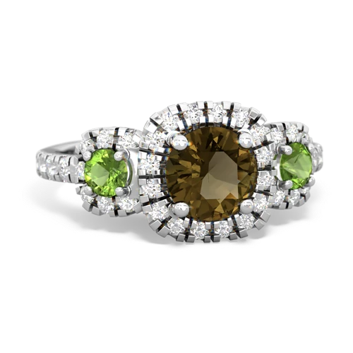 smoky quartz-peridot three stone regal ring