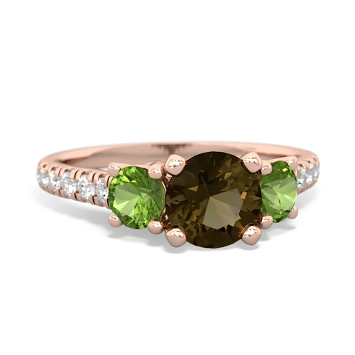 smoky quartz-peridot trellis pave ring