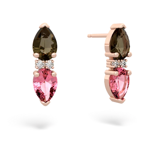 smoky quartz-pink sapphire bowtie earrings