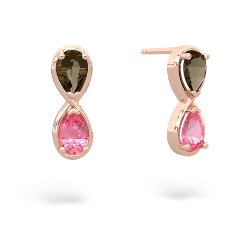 smoky quartz-pink sapphire infinity earrings