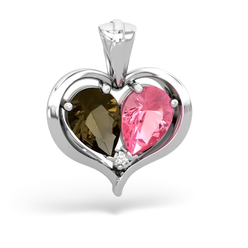 smoky quartz-pink sapphire half heart whole pendant