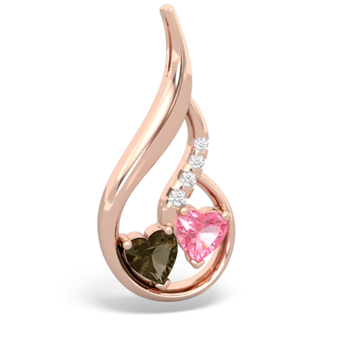 smoky quartz-pink sapphire keepsake swirl pendant