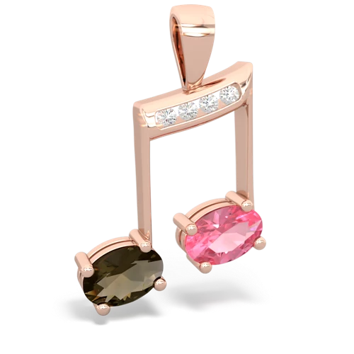 smoky quartz-pink sapphire music notes pendant