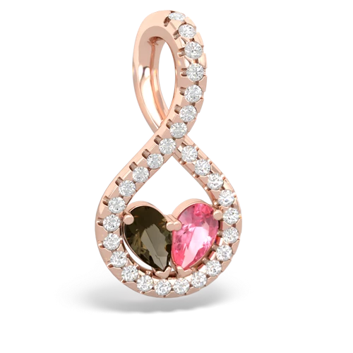 smoky quartz-pink sapphire pave twist pendant