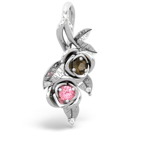 smoky quartz-pink sapphire rose vine pendant