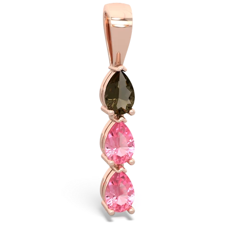 smoky quartz-pink sapphire three stone pendant
