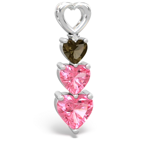 smoky quartz-pink sapphire three stone pendant