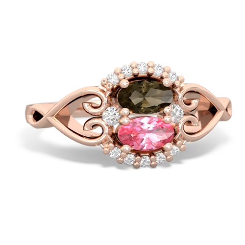 smoky quartz-pink sapphire antique keepsake ring