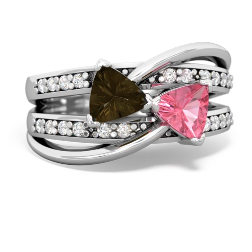smoky quartz-pink sapphire couture ring