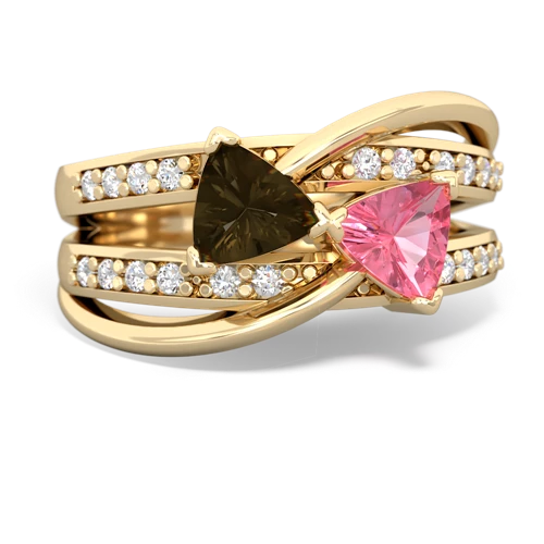 smoky quartz-pink sapphire couture ring