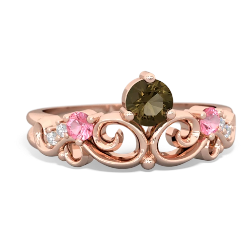 Smoky Quartz Genuine Smoky Quartz with Lab Created Pink Sapphire and Genuine Tanzanite Crown Keepsake ring Ring