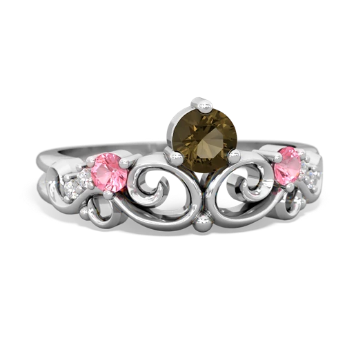 smoky quartz-pink sapphire crown keepsake ring