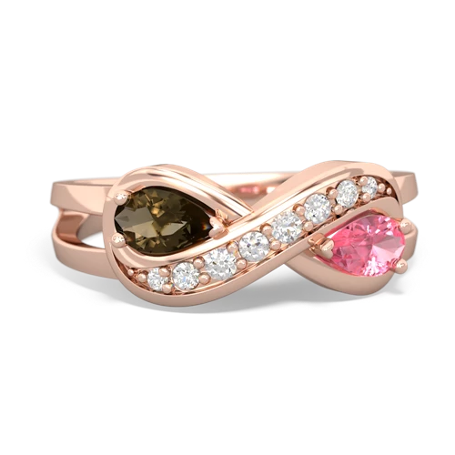 smoky quartz-pink sapphire diamond infinity ring